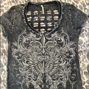 Woman’s Fleur-de-lis rhinestone T-shirt size M